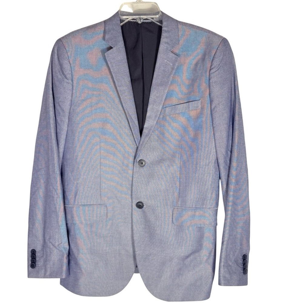 H & M Slim Fit Blazer 40R Men's Light‎ Blue Single-Breasted Blazer Double Vent